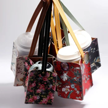 1db Italt táska, fogantyúval Újrafelhasználható Meleg vagy Hideg Italok Hordozható Palack Caddy szabadtéri Ital Tartály Ajándék Nőknek