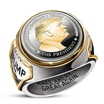 2021 Divat USA Elnök Trump Gyűrűk Legfrissebb Ékszerek, Ezüst Szín & Arany Színű Amerikai Elnök Férfi Menő Motoros Gyűrű