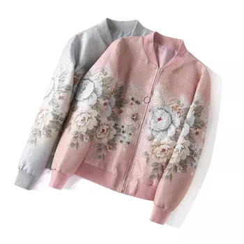 Európai, illetve Amerikai női ruha őszi téli 2022 új Hosszú ujjú, virágos jacquard gyöngyös nyomtatás Divat kabát