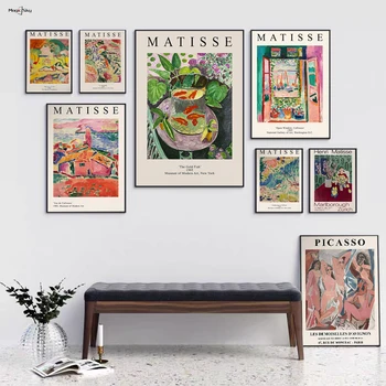 Vintage Retro Picasso, Matisse Poszter Északi Dekoráció Vászon Festmény Wall Art Poszterek, Nyomatok Képek Haza Nappali Dekoráció