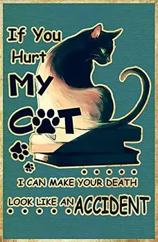 Ha bántja A macskákat,Vintage Adóazonosító Jel Fém Plakát Kertben Courtard Parasztház Kabin Lodge Fali Dekor Art