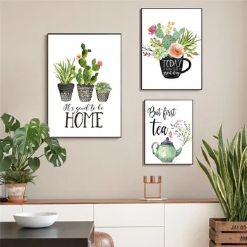 Botanikus Zöld Növény Kaktusz Vászon Festmény, Poszterek, Nyomatok, Édes Idézet Art Kép Ház Felmelegedés Ajándék, lakásdekoráció