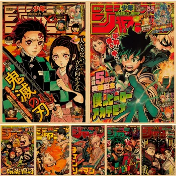 Évjárat Anime Poszterek Gyűjteménye Haikyuu Démon Vadász Jujutsu Kaisen Manga Poszter Nátronpapír Otthon Dekor, Fali Matricák