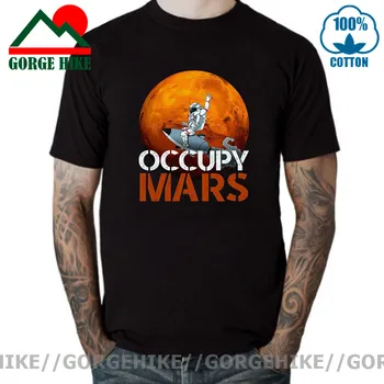 Újdonság Foglalnak el a Mars SpaceX Starman Póló Férfi Férfi 100% Pamut Elon Musk Tér X Póló Nyári Camiseta Férfi Tshirt Ne ess Pánikba