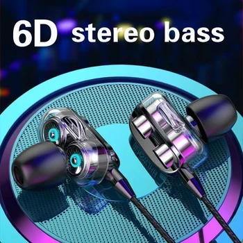 3,5 mm-es Vezetékes Fejhallgató 6D Bass Sztereó Headset Dual Driver Sport Fülhallgató Mikrofonnal zajcsökkentés Fülhallgató, a Xiaomi Sony