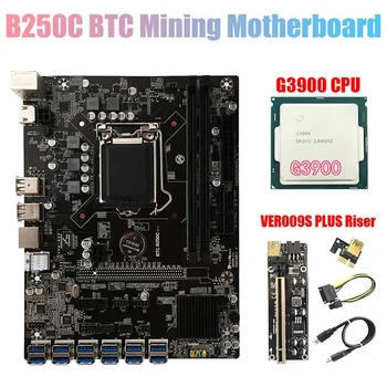 FORRÓ-B250C BTC Bányászati Alaplap+G3900 CPU+009S Plusz Kelő 12XPCIE, hogy USB3.0 GPU Slot LGA1151 Támogatás DDR4 RAM Alaplap