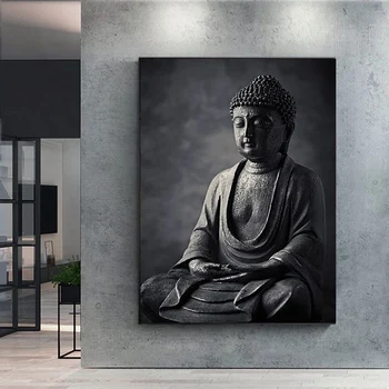 Fekete Meditációs Buddha Kép Wall Art Vászon Nyomtatás Art Festmények A Falon Haza Nappali Fali Dekoráció Buddhista Képek