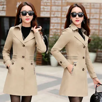 koreai kabátok nők 2021Solid színű öv Nélkül temperamentum Ingázás Alkalmi Vékony Kabátban, koreai verzió húz vissza, Széldzseki