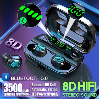 3500mAh LED Bluetooth Vezeték nélküli Fülhallgató Fejhallgató Fülhallgató TWS Touch Control Sport Fülhallgató Noise Cancel Fülhallgató Fejhallgató