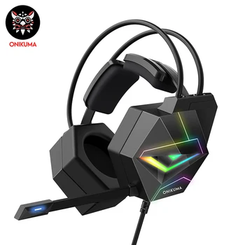 ONIKUMA RGB Gaming Headset Gamer Fejhallgató, Vezetékes Fejhallgató Mikrofonnal 7.1-Es Térhatású Hang PC PS4 PS5 s mobiltelefon
