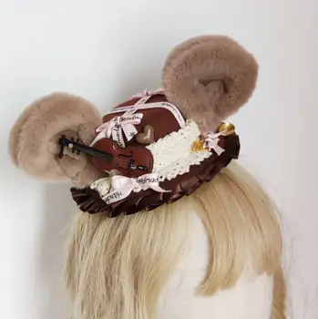 MAGOGO Kézzel Készített Lolita Plüss Maci Füle Kicsi Kalap Haj Tartozékok Édes Csoki-Aranyos Fejdísz