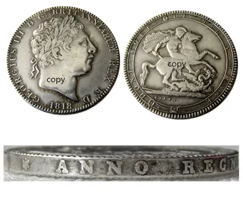 Nagy-Britannia 1818 György III Korona Ezüst Bevonatú Levél Széle Másolás Érme