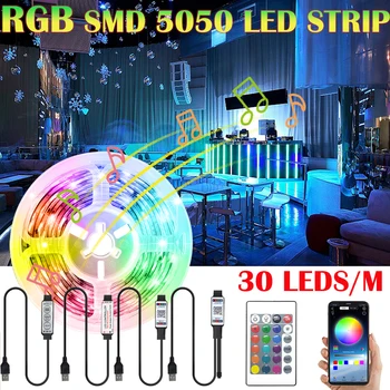 RGB SMD 5050 LED Szalag, 5V-os USB-Bluetooth Vezérlő 24 Kulcsfontosságú Rugalmas Lámpa Dekoráció a Szobában TV Háttér Világítás Luces String