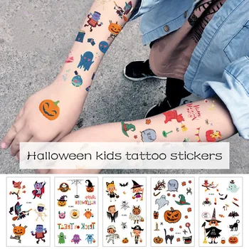 Tetoválás Matricák Halloween Gyermek, Kölyök Ideiglenes Hamis Tetoválás Ragyogás Paszta Arcát, Karját, Lábát a Gyermekek, Body Art, Dekorációs Matrica