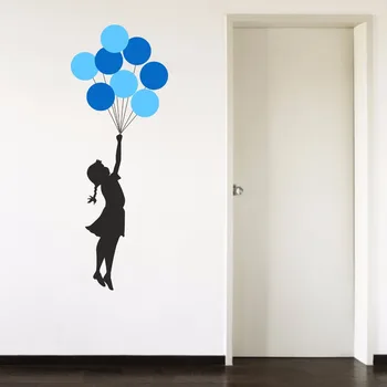 Banksy Kikapcsolódás Lány Lufi Repülni Lányok Gyermekek Nappali, Hálószoba Haza Matrica Cserélhető Vinil Wall Art Matrica B094