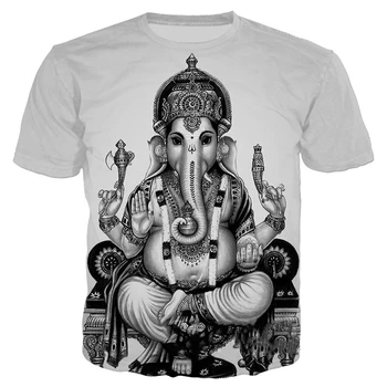 Ganesha pólók 3D Nyomtatás Hindu Isten, a Bölcsesség Ganesha Tshirt Férfiak Nők Nyári Alkalmi, Rövid Ujjú Harajuku Túlméretezett póló