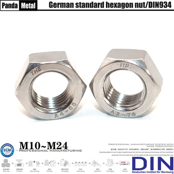 (A) DIN934 német szabvány dió 304/316 rozsdamentes vastag acél hatszögletű dió A2/A4-es metrikus menetes dió, méret M10~M24