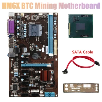 HM6X BTC Bányászati Alaplap CPU+SATA Kábel+Terelő Támogatja a DDR3 16GB 8XPCIE Grafikus Kártya Slot PGA988 Alaplap