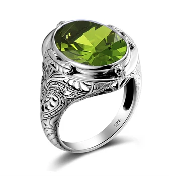 Tömör 925 Sterling Ezüst Gyűrű Létre Egy Faragott Virág Férfi Gyűrű Finom Ékszer Esküvő Este Fél Nők Koktél Gyűrű