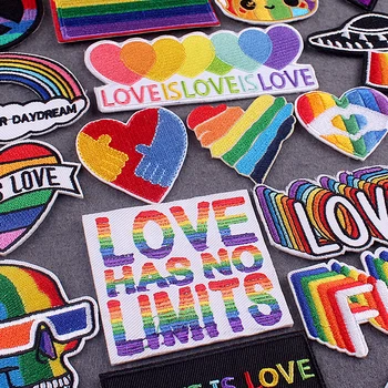 A szerelem az szerelem Jelvények Meleg Büszkeség LMBT Javítás Vas A Foltok, Ruházat, Matricák Szivárvány Foltok Ruha Csíkos Tartozék