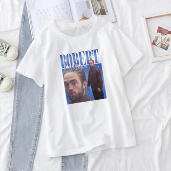 Robert Pattinson Áll Mém Póló Női Fehér Grafikus Pólók Felsők Rob Harajuku T-shirt Rövid Ujjú Divat Tshirt Hajó