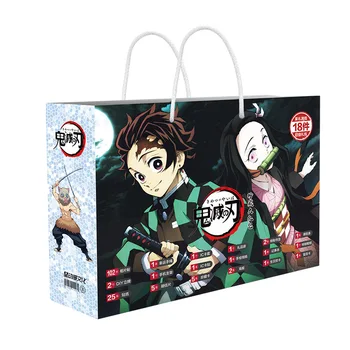 Anime szerencsés táska ajándék táska Démon Vadász: Kimetsu nem Yaiba játék tartalmazza képeslap, poszter jelvény matricák könyvjelző ujjú ajándék
