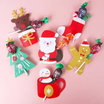 Színes Karácsonyi Kreatív Nyalóka, Cukorka Csomagolás Kártya Santa Elk Oranments Gyerekek Karácsonyi Ajándékot, Szívességet Boldog Karácsonyi Dekoráció