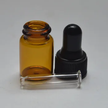 5db/sok 2ml Kis Amber Parfümös Üveget Kis Cseppentő Üveg illóolaj Üveg Cseppentő Üveg
