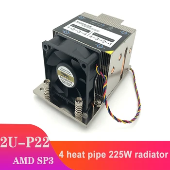 COOLSERVER 2U P22 CPU Szerver radiátor 4 hőcsöves Számítógép oldalon fúj csendes ventilátor Réz alsó AMD SP3