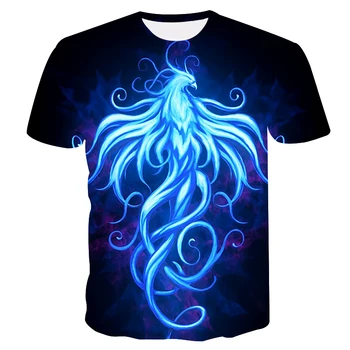 2020-as Nyári Új Férfi Női póló 3D kék Phoenix Nyomtatás Szerelmeseinek T-shirt Férfi Felsők Harajuku Tee Alkalmi póló Nyomtatott Felső