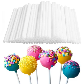 100 Db Műanyag Lollipop Stick Biztonságos Fehér Torta Balek Botok Csoki, Cukor, Cukorka, Nyalóka DIY Penész Bakeware Eszköz