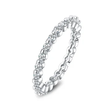 Új Stílus 925 Sterling Ezüst Gyűrű Berakásos Cirkon Egy Sor Gyűrűk Női Medál Ékszer, Ajándék