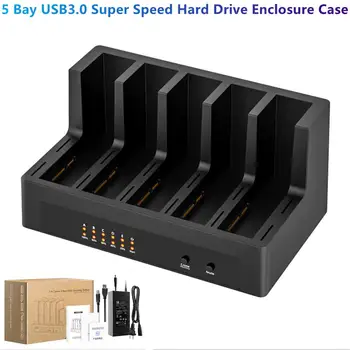 Új Merevlemez Dokkoló Állomás 5 Bay USB3.0 Super Speed Merevlemez Burkolat Esetben Adapter 2.5/3.5 Hüvelykes SSD