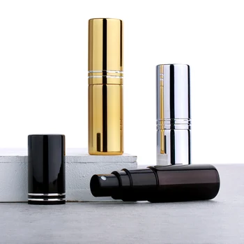 50pcs/Sok 5ML Hordozható Újratölthető Üveg Parfümös Üveg Alumínium Permetező Kozmetikai Parfume Üveg Utazó
