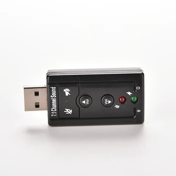 1DB Külső USB-AUDIO-SOUND CARD ADAPTER VIRTUÁLIS 7.1 csatornás USB 2.0, Mikrofon, Hangszóró Audió Fülhallgató Mikrofon, 3,5 mm-es Jack Átalakító