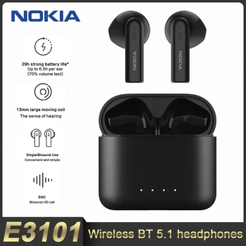 Nokia E3101 Vezeték nélküli Bluetooth 5.1 Sztereó Fejhallgató Bass Vezeték nélküli Fülhallgató zajcsökkentés Vízálló HD Hívás Mikrofon