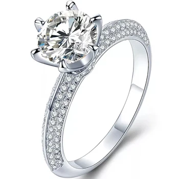 Új store promóciós. Klasszikus stílusú 2 karátos moissanite női gyűrű. Kerek 8 mm színe D 925 ezüst forró. GRA certificat