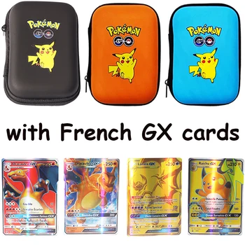 2021 Pokemon Pikachu francia GX V Vmax Kártyák 50 Kapacitású Kártya Birtokosa Tároló Doboz játék Karácsonyi Ajándékok