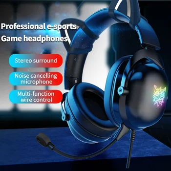 Szakma Gamer Headset Sztereó Bass Aranyos RGB Lány Aranyos macska Fülhallgató A Független Micphone Laptop PS4 PS5 Xbox