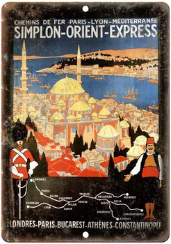 Simplon Orient Expressz Utazási Fém Adóazonosító Jel 12x16 Hüvelyk Dekoráció