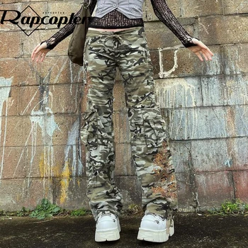 Rapcopter y2k Álcázás Rakomány Farmer Aranyos Vintage Bő Nadrág Nők Streetwear Zsebbel koreai Harajuku Grunge Melegítő Új