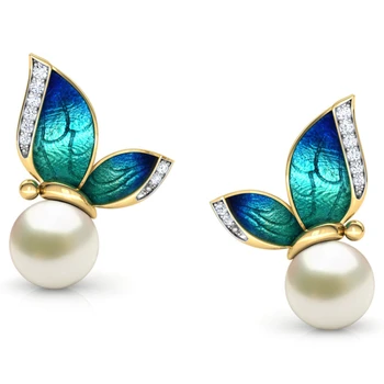 MFY Gyönyörű Pillangó Gyöngy Fülbevaló Arany Kristály Zománc Fülbevaló Női