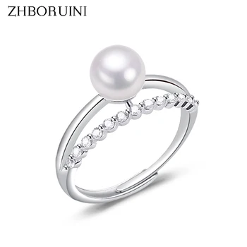 ZHBORUINI Új, Trendi Gyöngy, Gyűrű Természetes Édesvízi Gyöngy 925 Sterling Ezüst Jó Minőségű Cirkon Gyűrű Női Esküvői Ékszerek