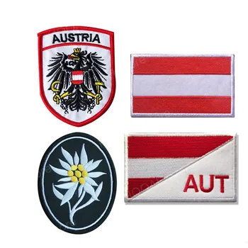 Ausztria Zászló javítás Hímzett Sáv Foltok A Ruhát Dekoráció Kiváló Minőségű Sas Zászló Taktikai Katonai Csík Applied