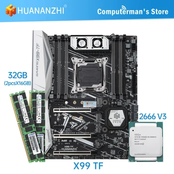 HUANANZHI X99 TF Alaplap combo kit készlet Intel XEON E5 2666 v3 2*16 GB DDR3 RECC memória M. 2 NVME USB3.0 ATX