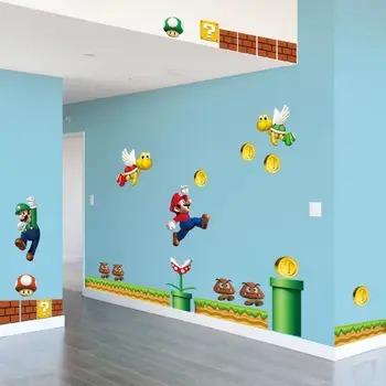 Forró Új Super Mario 3D-s Gyerekek Óvodába Cserélhető Fali Matricák Vinyl Matricák Art lakberendezés