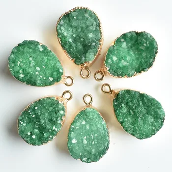 Nagykereskedelmi 6db/sok divat természetes kristály zöld víz csepp alakú függők DIY nyaklánc ékszer készítés, ingyen