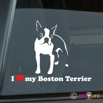 Szeretem A Boston Terrier Matrica Meghalni Vágott Vinyl autó matricák