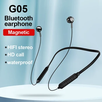 Vezeték Nélküli Bluetooth-5.0 Fülhallgató Fülhallgató, Mikrofonnal G05 Sztereó Vízálló Sport Mágneses Fejhallgató Neckband In-Ear Fülhallgató