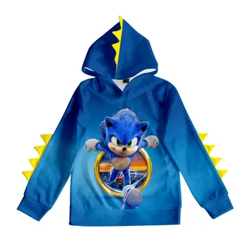 3-14 Éves Gyerekek Pulcsik 3D Super Sonic Pulóver Fiúk Lányok Harajuku Hosszú Ujjú Kabát Kabát Gyermek Ruha